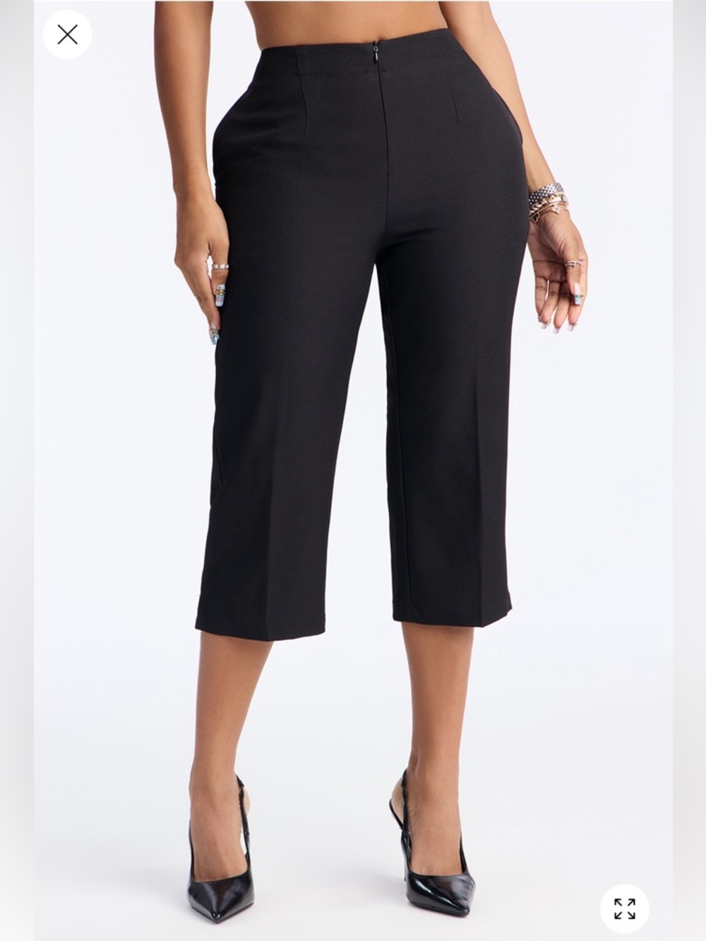 Fashion Nova Black Cropped Wide-Leg Capris